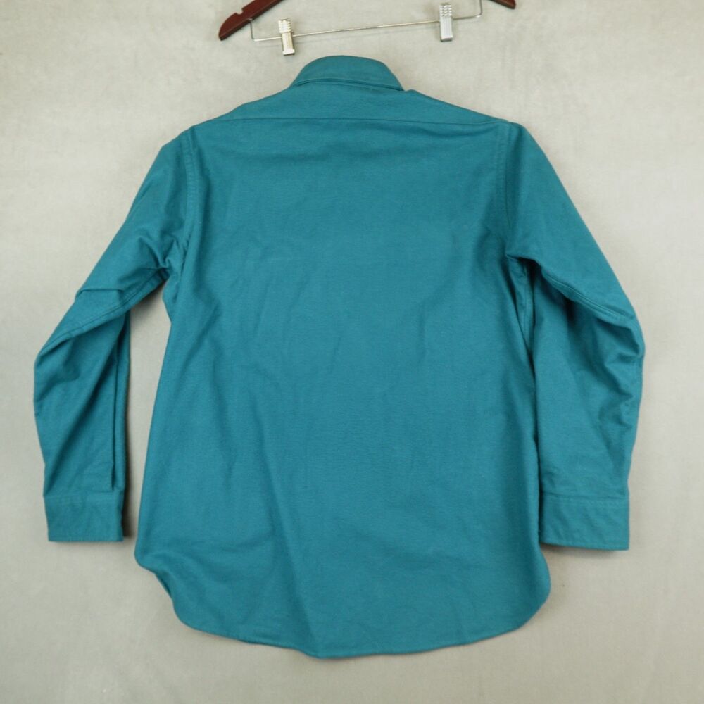 Vintage LL Bean Chamois Cloth Shirt Mens Sz 15.5 Made in USA Blue Flannel - Picture 10 of 11